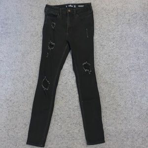 Black ripped skinny Hollister jeans